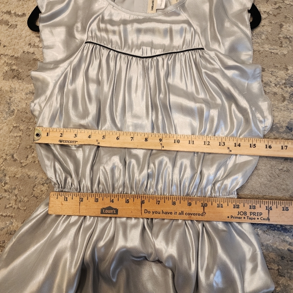NWT Zadig & Voltaire Girls' Size 14 Freja Silver Metallic Dress Stretch Waist - Picture 2 of 16